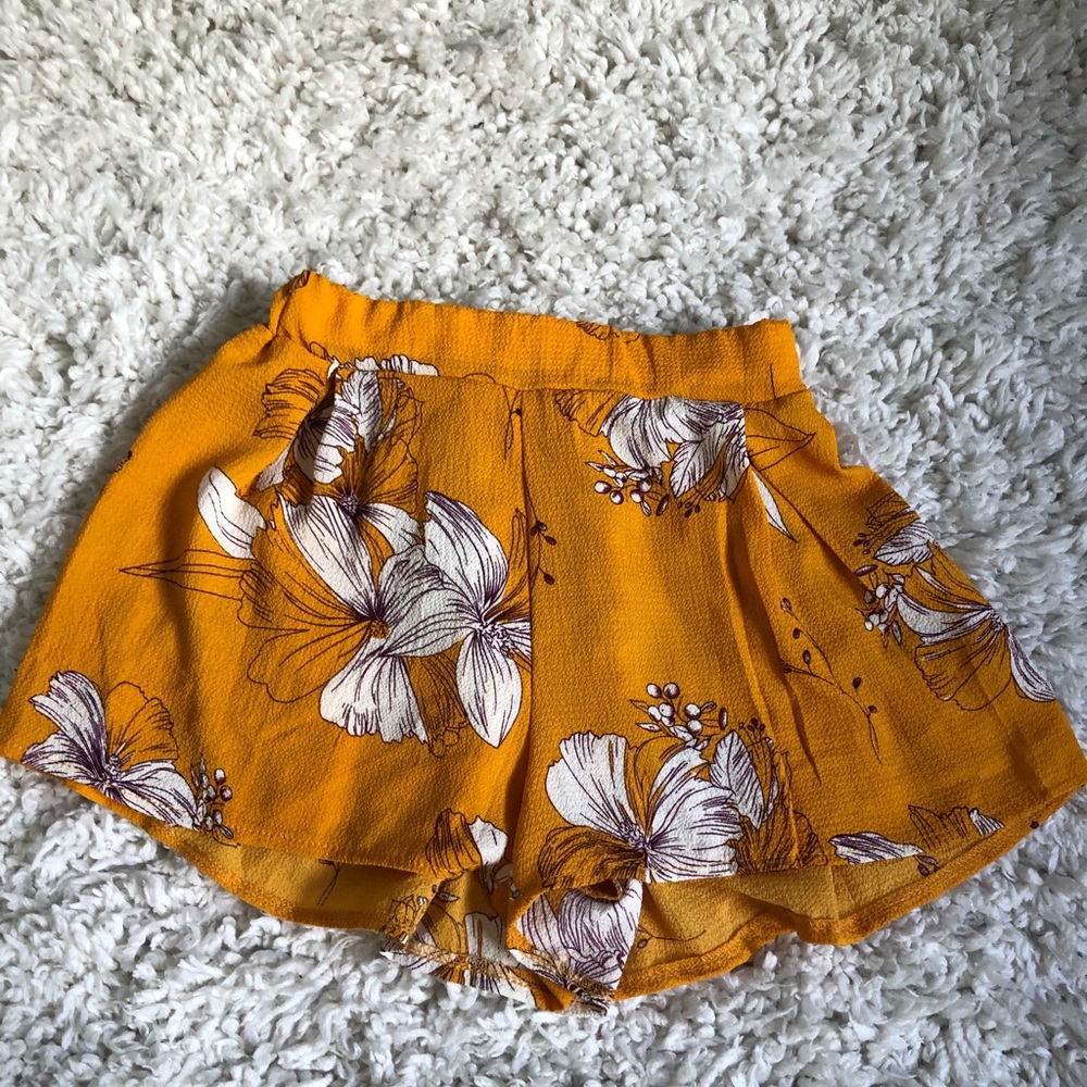 Yellow Floral Nice Casual Shorts